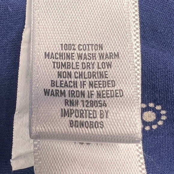 Bonobos Shirt Mens Medium Short Slim Fit Blue Pattern Button Up 100% Cotton - Picture 7 of 12